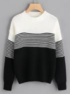 Shein Stripe Panel Drop Shoulder Jumper