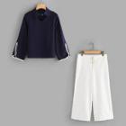 Shein Contrast Binding Blouse & O Ring Wide Leg Pants