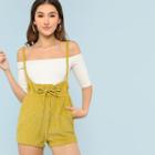 Shein Corduroy Suspender Shorts With Tie Waist