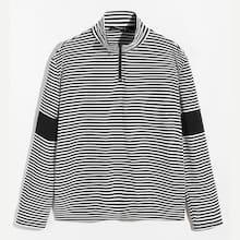 Shein Men Zip Half Placket Striped Tee
