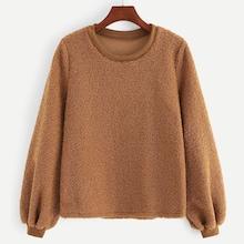 Shein Bishop Sleeve Teddy Sweatshirt