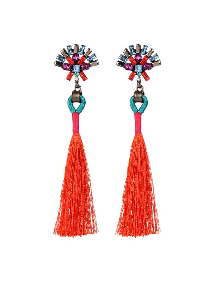 Shein Tassel Drop Earrings With Rhinestone