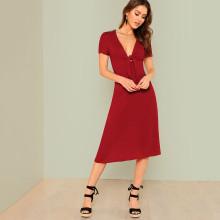 Shein Knot Front Fit & Flare Dot Dress