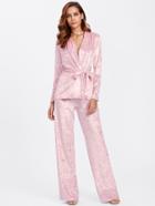 Shein Crushed Velvet Wrap Top & Pants Pajama Set