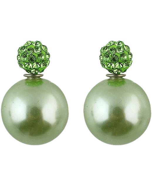 Shein Pale Green Diamond Bead Stud Earrings