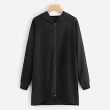 Shein Solid Dip Hem Hooded Coat