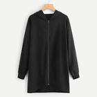 Shein Solid Dip Hem Hooded Coat