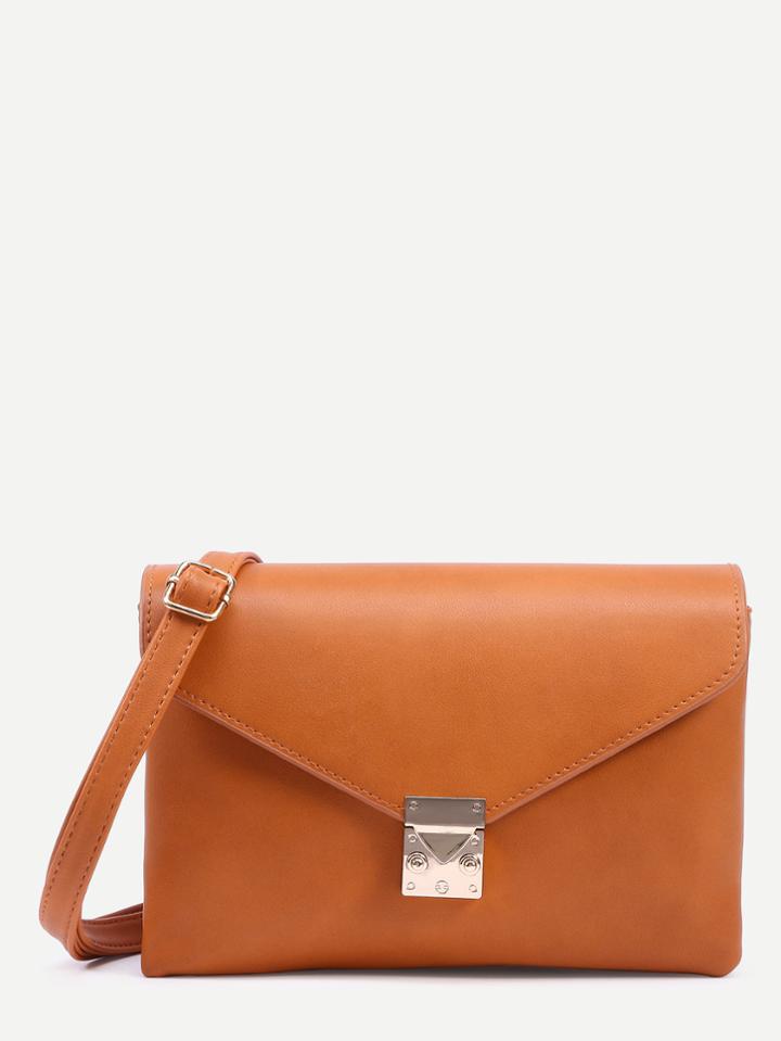 Shein Camel Pushlock Closure Envelope Crossbody Bag