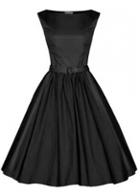 Rosewe Sleeveless Belted Black A Line Dress