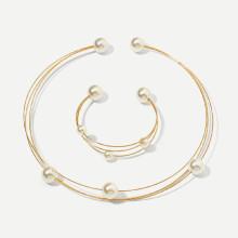 Shein Faux Pearl Decorated Choker 1pc & Bracelet 1pc