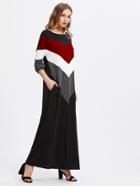 Shein Cut And Sew Chevron Maxi Dress