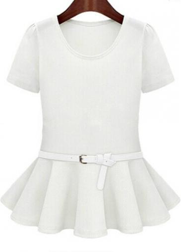 Rosewe Charming Round Neck Short Sleeve T Shirt With Ruffle