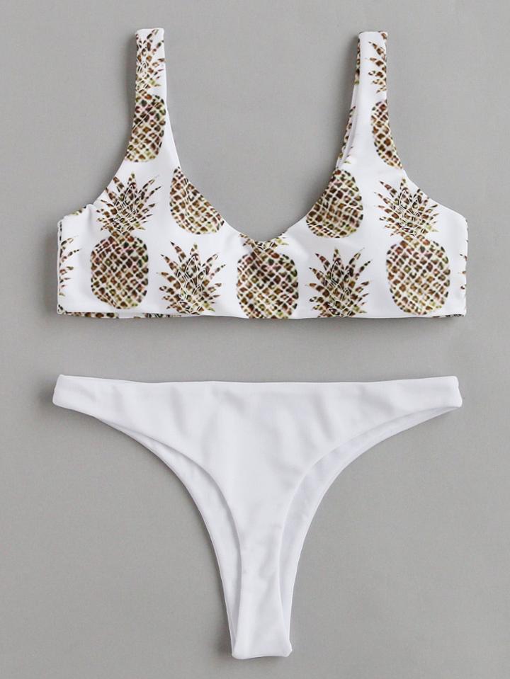 Shein Pineapple Print Beach Bikini Set