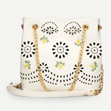 Shein Laser Cut Bucket Chain Bag