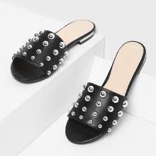 Shein Studded Decorated Pu Flat Sandals