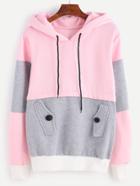 Shein Space Dye Panel Hoodie With Pocket