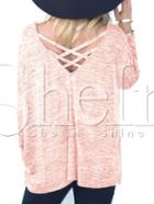 Shein Pink Hollow Out Back T-shirt