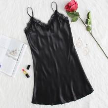 Shein Eyelash Lace Trim Satin Slips