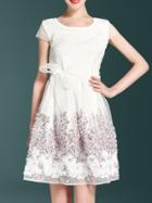 Shein Disc Flowers Cap Sleeve Dress