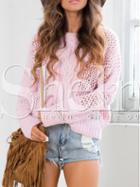 Shein Pink Round Neck Hollow Sweater