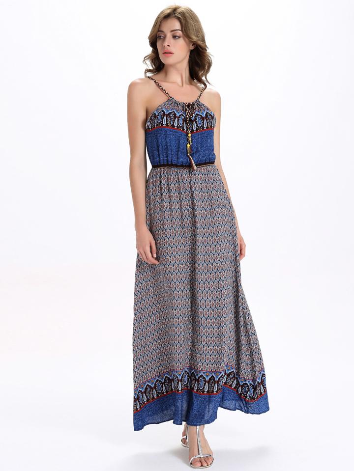 Shein Multicolor Paisley Print Drawstring Neck Dress