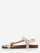 Shein Faux Leather Ankle Strap Flatform Sandals - Khaki