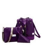 Shein Plain Nylon 3pcs Bag Set - Purple
