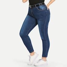 Shein Plus Bleach Wash Skinny Jeans Without Belted