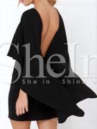 Shein Black Flutter Batwing Sleeve Glamorous Backless Dress