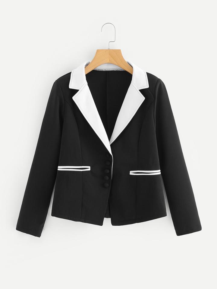 Shein Contrast Collar Fitted Blazer