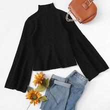 Shein Plus Mock Neck Bell Sleeve Sweater