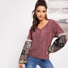 Shein V Neck Lace Insert Top