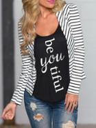 Shein White Long Sleeve Striped Fitted Blazer