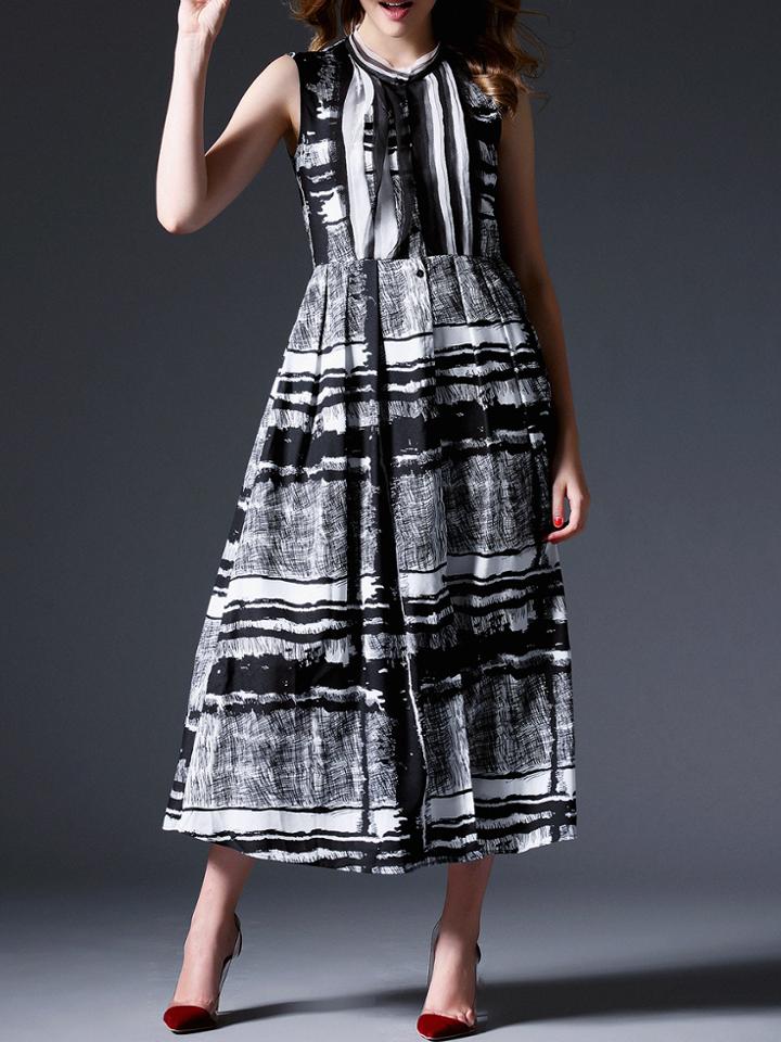 Shein Multicolor Pleated Split Midi Dress