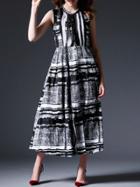 Shein Multicolor Pleated Split Midi Dress