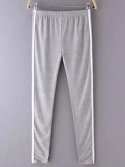 Shein Grey Elastic Waist Slim Pant