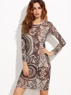 Shein Black Floral Print Sheath Dress