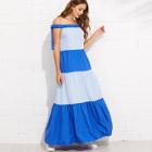 Shein Off Shoulder Bow Detail Pep Hem Dress