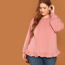 Shein Plus Ruffle Trim Solid Sweatshirt