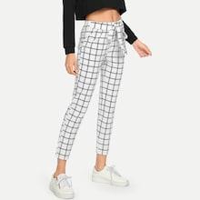 Shein Knot Front Plaid Pants
