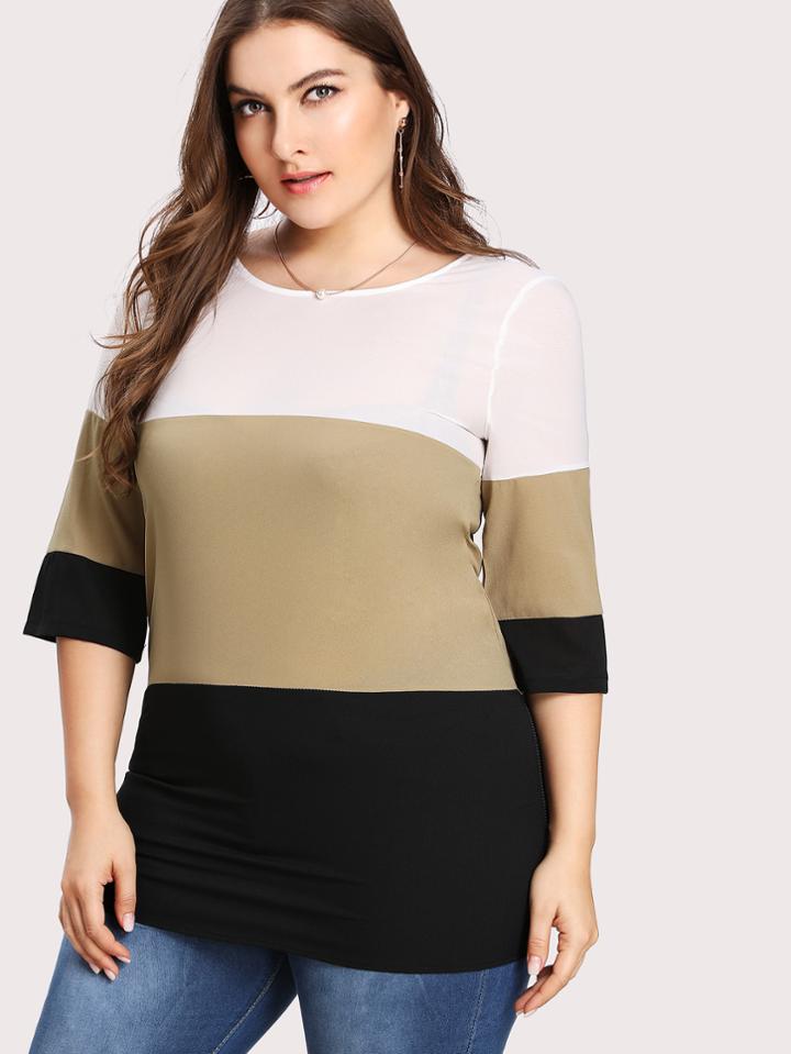 Shein Color Block Longline Tee