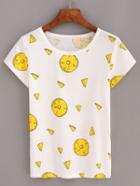 Shein Pineapple Print T-shirt - White