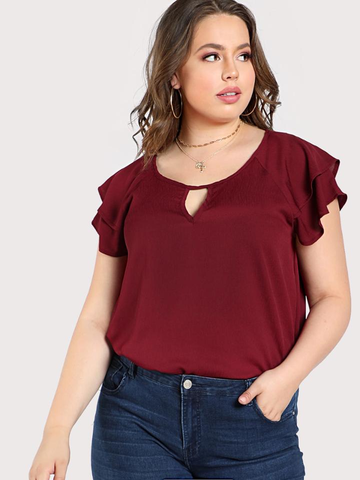Shein Front Keyhole Flowy Top