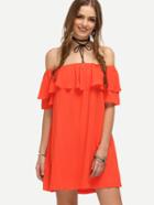 Shein Red Off The Shoulder Ruffle Shift Dress