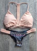 Rosewe T Strap Pink Printed Drawstring Bikini