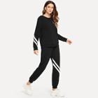 Shein Varsity Striped Sweatshirt With Pants