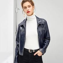 Shein Zip Up Crop Pu Jacket