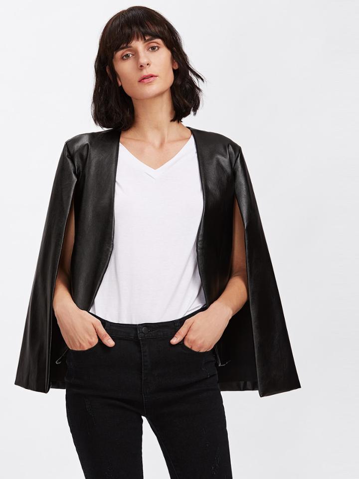 Shein Cape Batwing Pu Cloak Jacket