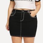 Shein Plus Contrast Stitch Denim Skirt
