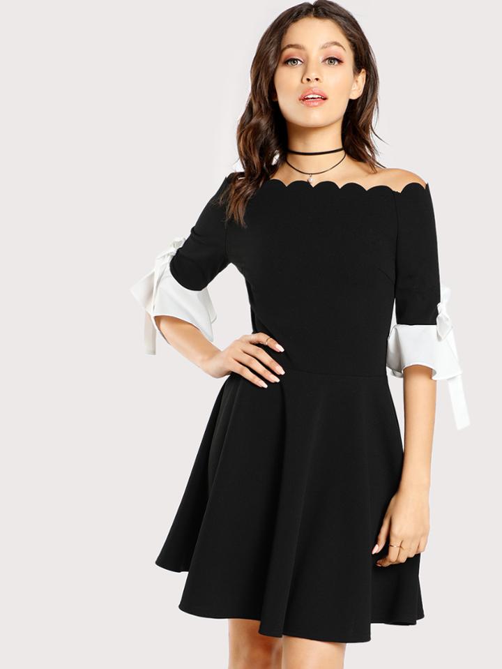 Shein Scalloped Off Shoulder Dress